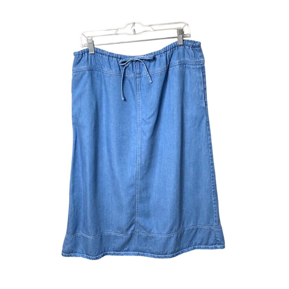 Vintage Y2K Pendleton Chambray Denim Skirt Elastic Waist & Drawstring Women's M